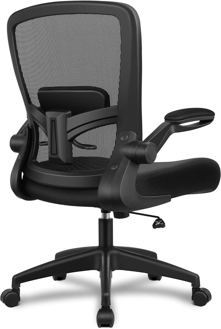 FelixKing Office Chair, Ergonomic Desk Chair Breathable Mesh Chair with Adjustable High Back Lumbar Support Flip-up Armrests, Executive Rolling Swivel Comfy Task Computer Chair for Home Office (918-W, Black)