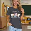 100 Days of School Shirt for Women 100th Day of School Tshirts Teacher Tee Top (L)