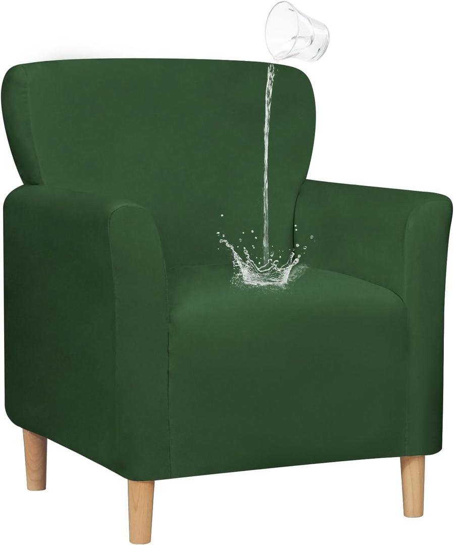 NICEEC Spandex Stretch Accent Chair Covers Armchair Super Soft Modern Banquet Arm Chair Cover Water Repellent Mid Century Armchair Slipcovers Furniture Protector for Living Room Office Reading(Green)