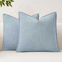 Kevin Textile Waterproof Decorative Pillow Covers Light Blue 24x24 Inch Pack of 2 Soft Boucle Textured Euro Pillowcases Elegant Accent Pillows for Couch Sofa Chair Bed Home Decor Indoor Outdoor