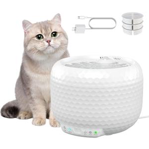 Automatic Cat Water Fountain, 62oz/1.8L Pet Water Fountain with Ultra Quiet Pump, Small Cat Fountain with Two Flow Modes, Includes 3 Filters (White, ABS)