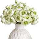 Letjolt Ranunculus Artificial Flower 18 Pcs Green Silk Ranunculus Wedding Bouquet Engagement Centerpieces Arrangements Bridal Shower Decorations Home Decor, Green