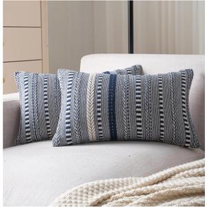 Boho Throw Pillow Covers 12x20 Inch Set of 2, Farmhouse Decorative Couch Pillow Cases, Navy Blue Accent Pillows of Bed, Sofa Bedroom Living Room Home Decor Cushion Cover