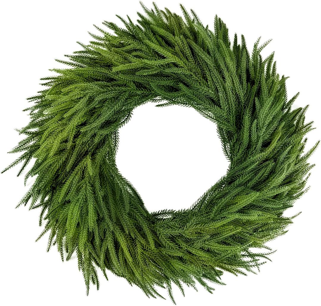 26" Christmas Norfolk Pine Wreath for Front Door, Thanksgiving Door Wreaths, Real Touch Advent Wreath,Large Artificial Green Outdoor Winter Christmas Wreaths Decor for Outdoor Wall Home Holiday