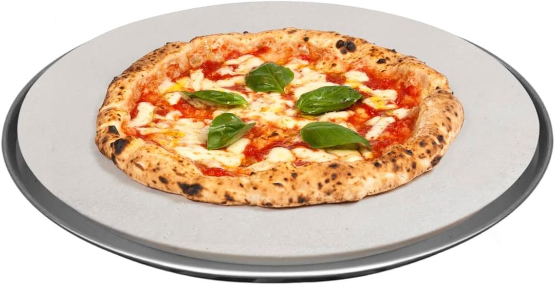 FibraMent Premium 20 Round Extra Large Pizza Stone with Flame Diverter for Oven or Grill  Compatible with Big Green Egg XL, Kamado Joe Big Joe, Weber Kettles  Ranked BEST OVERALL PIZZA STONE