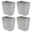 iDesign Small Plastic Bathroom Trash Can, Slim Rectangle, 4-Pack | Garbage Bin