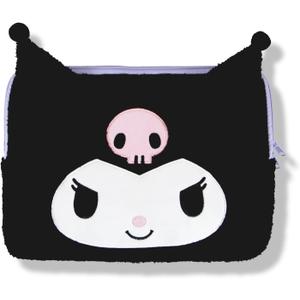 Sonix x Sanrio Plush Tech Sleeve | 11 inch Fuzzy iPad Tablet Pouch Carrying Case Cover, Protective Travel Bag | Black - 11" | Kuromi
