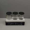 Glass Coffee Containers with Shelf Coffee Station Organizer 54oz Black Glass Coffees Bean Storage Canister with Spoon Coffee Canister Set Kitchen Food Storage Jars for Coffee/Sugar/Candy