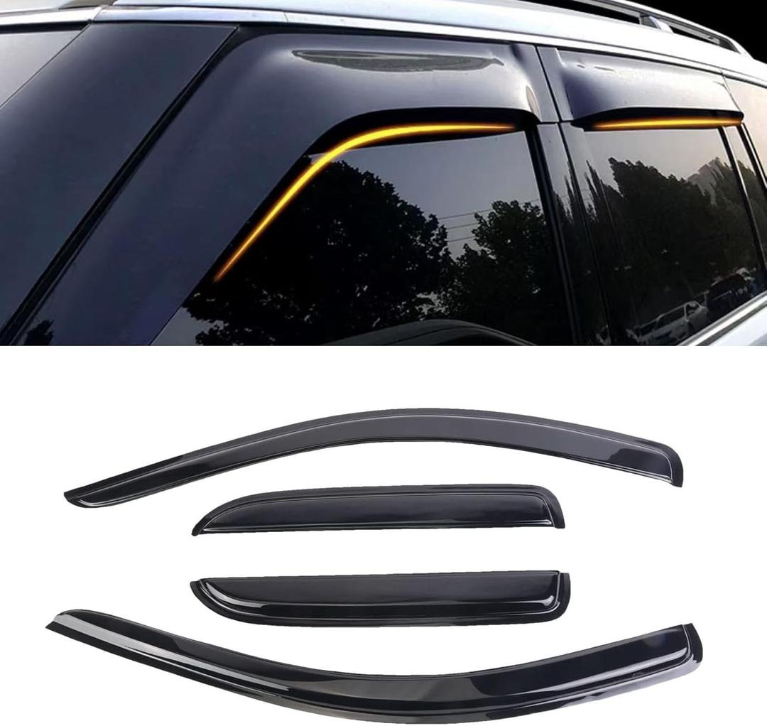 Window Visors Out-Channel Rain Guards 2002-2008 D-odge Ram 1500, 2003-2009 Ram 2500 & 3500 with Quad/Extended Cab Vent Visors Shades Wind Deflectors Window Visor Vent Visors
