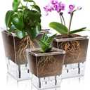 Self Watering Pots Set, 3 Pack 5/4.1/2.7 Inch Self Watering Pot for Indoor Plants, Clear Flowers Pot Planter with Deep Reservoir for Spider Plant, Orchid, African Violet (Large, Medium, Small)
