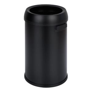 65L/17Gal Round Commercial Trash Can, Heavy Duty Tall Open Top Garbage Can, Fingerprint-Proof Large Capacity Stainless Steel Waste Bin for for Outdoor, Commercial Use, Black