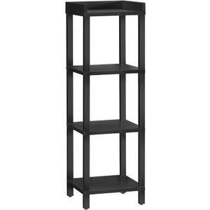 HOOBRO Small Bookcase, Industrial Style Bookshelf for Narrow Spaces, 4-Tier Square Book Shelf Stand, Easy to Install, Wooden Storage Rack Display Shelf, Corner Shelf for Living Room, Black BK08CJ01, 11.8"L x 11.8"W x 42.5"H