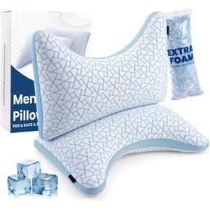 A-Pce Adjustable Pillow, Queen Size Set of 2 Bed Pillows for Sleeping, Luxury Shredded Memory Foam Pillows, Cooling Pillow for Side, Back, Stomach Sleepers, Firm Pillow for Hot Sleepers Neck Support
