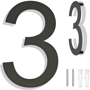 10 inch Large Stainless Steel House Nunmbers, Black Modern House Address Door Nunmber for Outside, Easy to Install, Matte Black(3)