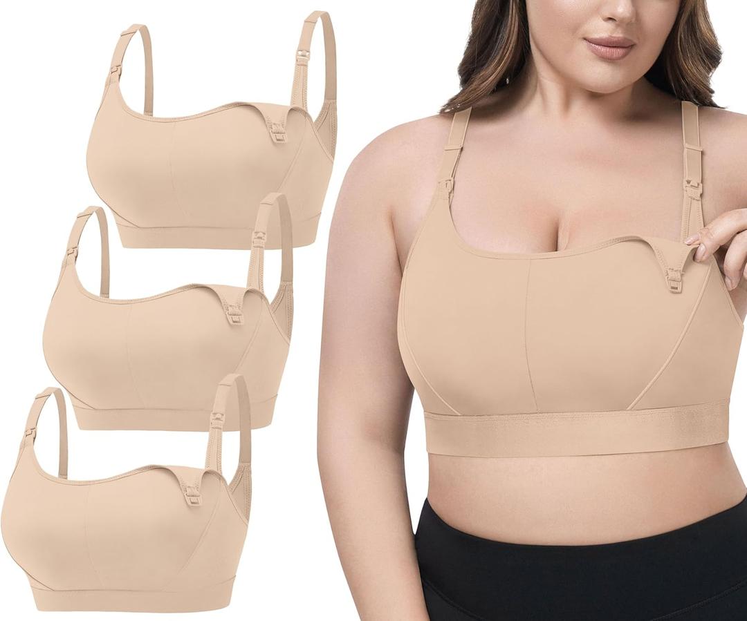 Women Maternity Pregnancy Nursing Bras for Breastfeeding - 3Pack(S-4XL) - Adjustable Comfortable Bralette (Medium)