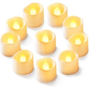 Homemory 12-Pack Flameless LED Tea Lights Candles Battery Operated, 200+Hour Fake Electric Candles TeaLights for Votive, Anniversary, Wedding Centerpiece Table Decor, Funeral, Halloween, Christmas (Warm White Glow Ivory Body)