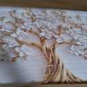 Tree of Life Canvas Wall Art Gold White Flowers Wall Decor Picture Natural Landscape Poster Print Artwork For Living Room Bedroom Office Paintings Decoration Prepare to hang 48x24in