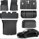 Jack Boss Floor Mats for Tesla Model Y 5-Seat 2021-2023 2022 2024 9PCS All Weather TPE Cargo Liner Floor Mats and Cargo Trunk Mats Accessories, Set of 9 Mats (Not Fit 7-Seat)
