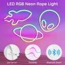 RCUICA 16.4FT LED Neon Rope Lights Waterproof with Smart App Control Remote,DIY Scene Modes,Music Sync hronization,Eaves Lights for Garden Decor,Deck,Christmas