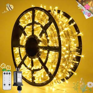 JMEXSUSS 168FT 600 LED Christmas Lights Outdoor Waterproof Clear Wire Indoor String Lights for Outside Warm White Christmas Tree Lights Plug in for Bedroom Wedding Party Spring Decor
