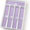 Silverware Organizer with Cutlery Icons，Silverware Tray for Kitchen Drawer，Plastic Flatware Tableware Silverware Drawer Organizer Utensil Organizer with Non-slip TPR Linings，5-Compartment, Purple