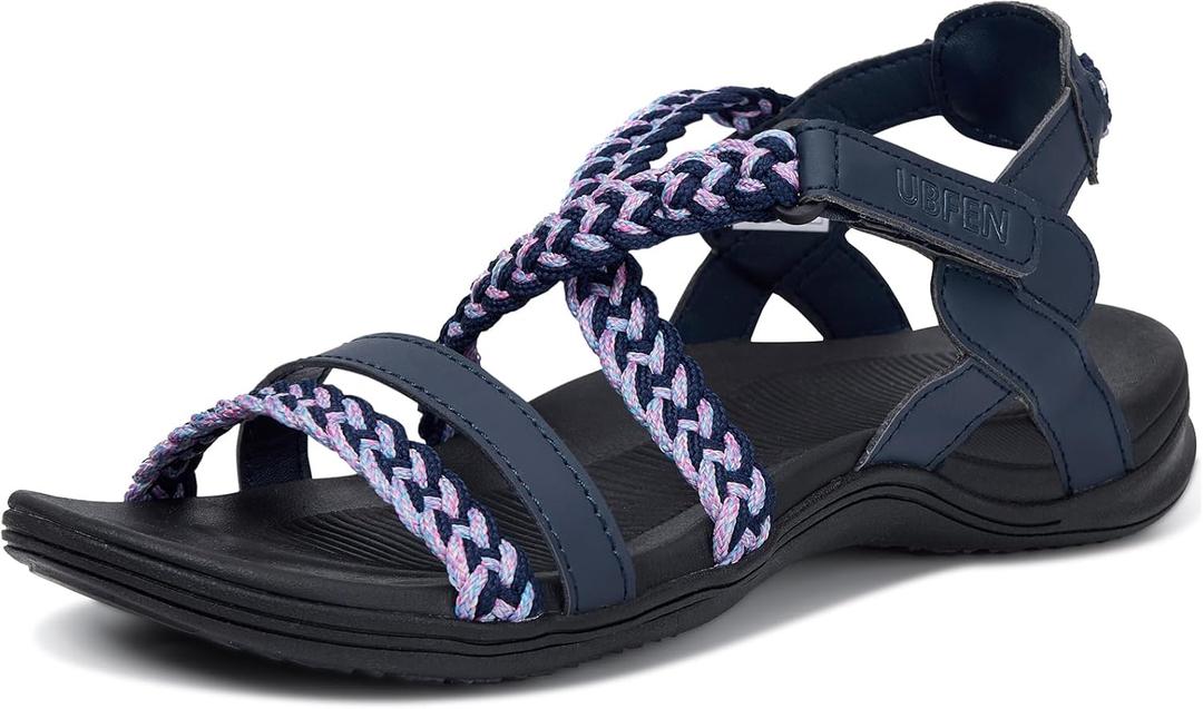 UBFEN Womens Hiking Sandal Sport Sandal Outdoor Comfortable with Adjustable Straps (8, Blue)