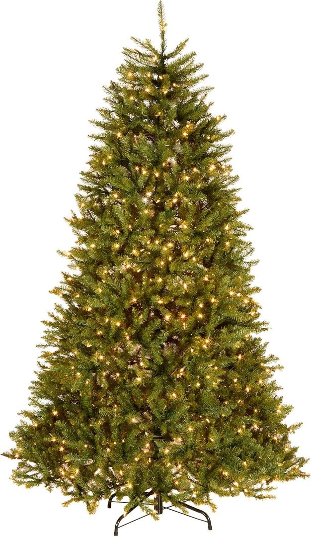 National Tree Company 7.5 ft Pre-Lit Dunhill Fir Artificial Christmas Tree, 750 Clear Lights, 2,514 Tips, Includes Stand, Green