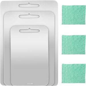 3 Pcs Stainless Steel Cutting Board 304 Stainless Steel Double Sided Metal Cutting Board with 3 Cleaning cloth for Kitchen Meat Fruit Vegetable for Dishwasher (13.4"x9.1",11.8"x7.9",9.4"x5.9")