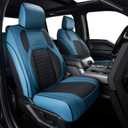 Coverado Waterproof Faux Leather Seat Covers Full Set for Ford F150 2015-2026 SuperCrew & F250 F350 F450 2017-2026 Crew Cab, Compatible with XL XLT Lariat King Ranch, Blue Interior Truck Accessories