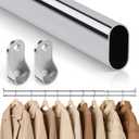 Premium Oval Closet Rod with End Supports- Chrome, Adjustable, Heavy Duty, No-cut 31"-51"