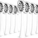 Replacement Toothbrush Heads Compatible with Gleem Electric Toothbrush, W Shape Design Planted with Nylon Bristle Black 10 Pack (White)