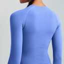 RUNNING GIRL Long Sleeve Yoga Shirts for Women, Soft Fitted Seamless Stretchy Casual Crew Neck Athletic Basic Shirt (X-Large, A-light Blue)