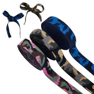 Hobbspring 15 Yards 3 Colors Jacquard Elastic Ribbon 1 inch Wide Camo Polyester Ribbon Elastic Ribbon with Camouflage Print Jacquard for Crafts Sewing Elastic Waist Belt