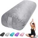 Yoga Bolster Pillow for Restorative & Yin Yoga - Meditation Pillow with Velvet Cover - Rectangular (27IN /68CM, Gray)
