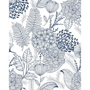 MelunMer Navy Blue Peel and Stick Wallpaper for Bathroom Boho Vintage Floral Leaf Contact Paper for Cabinets and Drawers Laundry Room Wallpaper Stick and Peel,Removable,Waterproof 393inL17.3inW