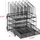 Marbrasse Desk Organizer with Drawer, 4-Tier Mesh File Organizer with 5 Vertical File Holders and 2 Pen Holders, Multifunction Desktop Organizer,Desk Organizers and Accessories for Home Office