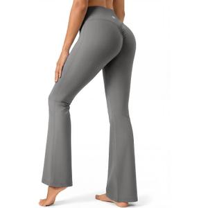 Butt Scrunch Flare Leggings for Women,Workout Seamless Yoga Pants Pilates Outifits,Bootcut High Waist Tummy Control, Large