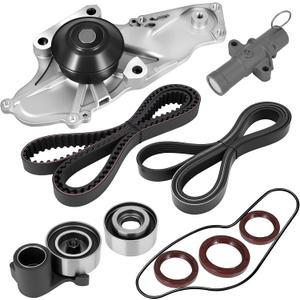 TKH-002 Engine Timing Belt Kit with Water Pump Compatible with 2003-2018 Honda Accord Crosstour Pilot Odyssey Ridgeline Acura MDX RDX RL TL TSX ZDX Saturn Vue 3.0L 3.2L 3.5L 3.7L V6 Replaces# TCKWP329