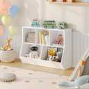 HOOBRO Kids Bookshelf, Bookcase Footboard, Toy Storage Cubby, Children's Toy Shelf, 35.4" L Storage Cabinet, Fit for Children's Room, Playroom, Hallway, Kindergarten, White WT32CW01, 35.4"L x 11.8"W x 29.5"H