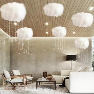 51 Pcs Artificial Cloud Props Ceiling Cloud Decorations with Sun Catching Crystals 3D Hanging Fake Clouds Cotton for Bedroom Living Room Ceiling Baby Shower Party Wedding DIY Hanging Ornament (6 Sets)