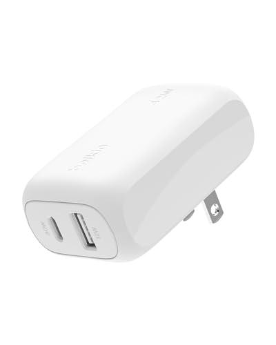 Belkin Dual Port Charger Block 42W, USB-C + USB-A Charger - Super Fast Charging - Samsung Galaxy S25, Apple iPhone 16, 15, 14, 13, Pro, Plus, iPad, MacBook, Pixel, Nintendo Switch 2 & More - White