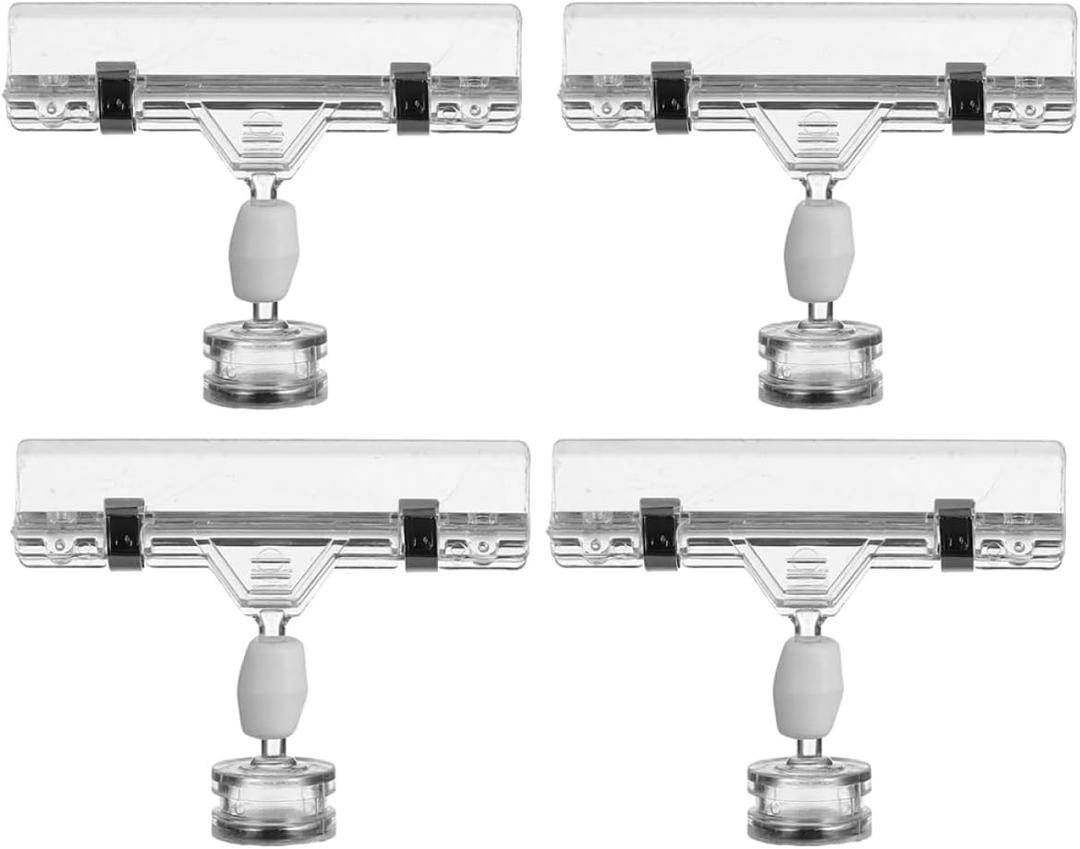 Transparent Magnet Clip 4Pcs Price Tag Holders for Retail Displays Easy to Use Magnetic Sign Clips for Supermarkets and Stores