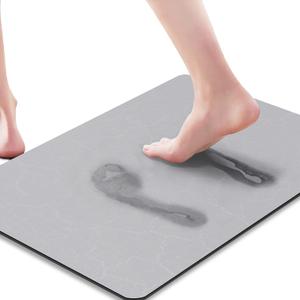 GOYLSER Super Absorbent Bathroom Rugs, Quick Dry Bath Shower Rug Bathroom Mat, Ultra Thin Bathmat Back Door Mat, Machine Washable Bath Floor Mat Rubber Bath Mat, Grey, 25x17 inch (1'5" x 2'1")