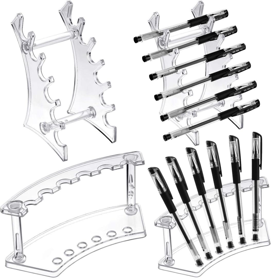 Teling 4 Pieces Pen Display Stand Acrylic pen Holder Clear Pen Stand Rack Organizer Nail Brush Holder Stand for Make Up Brush