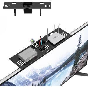 Adjustable Steel TV Top Shelf, Floating TV Stand, Universal Monitor Shelf for Soundbar, Game Console, Cable Box, Router Shelves (16.93x4.72inch with 1 Boxes)