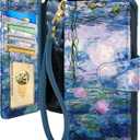 Toycamp for iPhone 11 Pro Wallet Case with Wrist Strap - Leather Flip Folio Phone Case with RFID Blocking 4 Card Holder for Apple for iPhone 11 Pro Funda Cute Aesthetic for Women Ladies, Water Lily