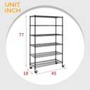 BestOffice Storage Shelves 6 Tier Metal Shelves Adjustable Heavy Duty Garage Shelving Wire Shelving Unit Capacity 6000LBS with Wheels for Kitchen, Garage Pantry Closet Commercial,Black, 18"D x 45"W x 77"H