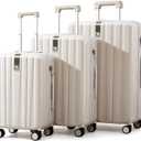 Hanke Luggage Sets 3 piece Carry On Luggage with Wheels PC Hard Shell Suitcases Lightweight Checked Tsa Luggage Extra Large Travel Suitcase Woman Men 20/24/29 Inch(Ivory White)