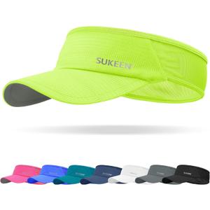 Sukeen Sports Sun Visor Men Women Lightweight Packable Cooling Stretchy Visor Hat for Running, Tennis, Golf (One Size, Yellow)