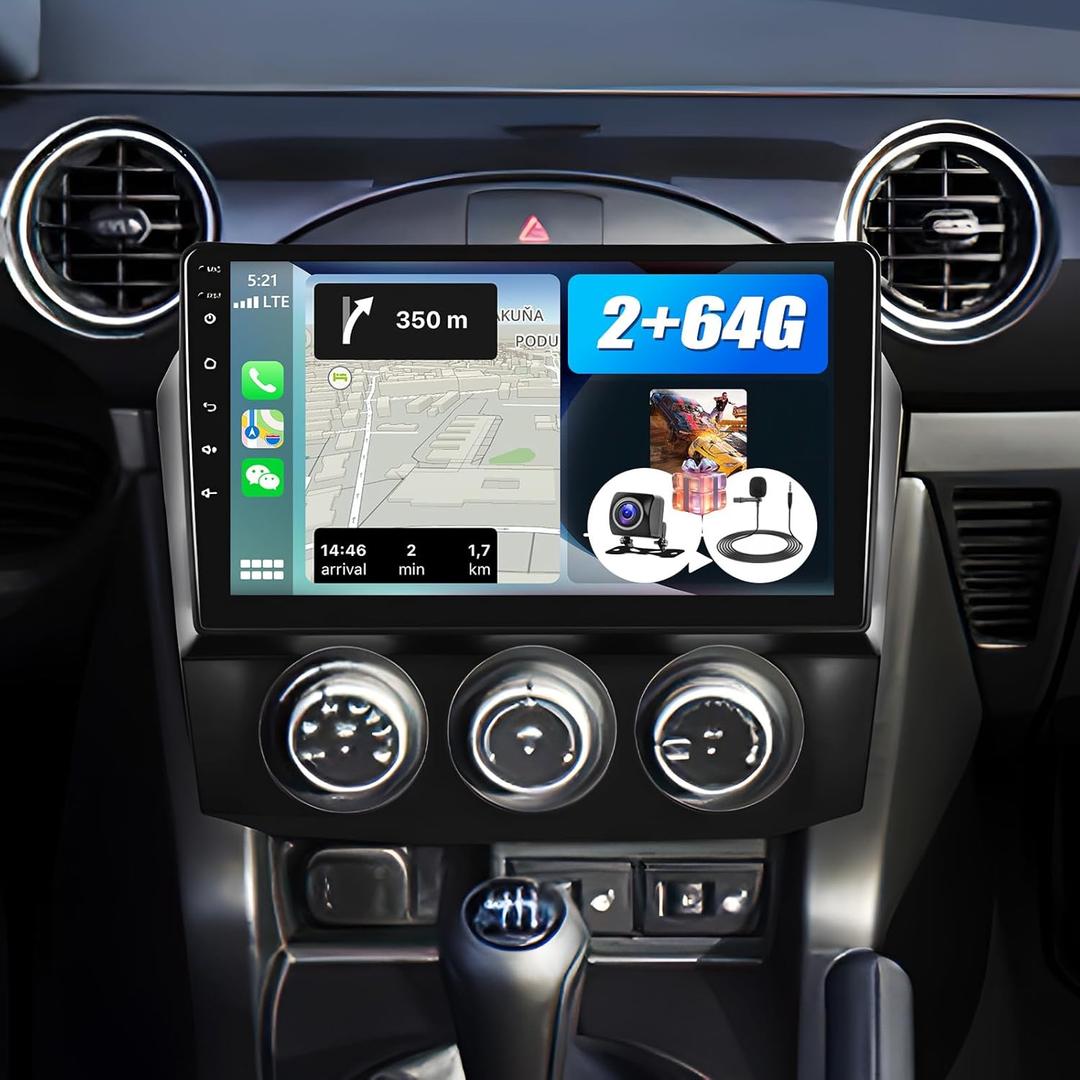 [2+64G] Android 13 Car Stereo for Mazda MX-5 Miata 2006-2015 with Wireless Carplay&Android Auto,9 Inch Touch Screen Car Radio with Mirror Link Bluetooth FM/RDS Radio WiFi GPS EQ SWC+Backup Camera